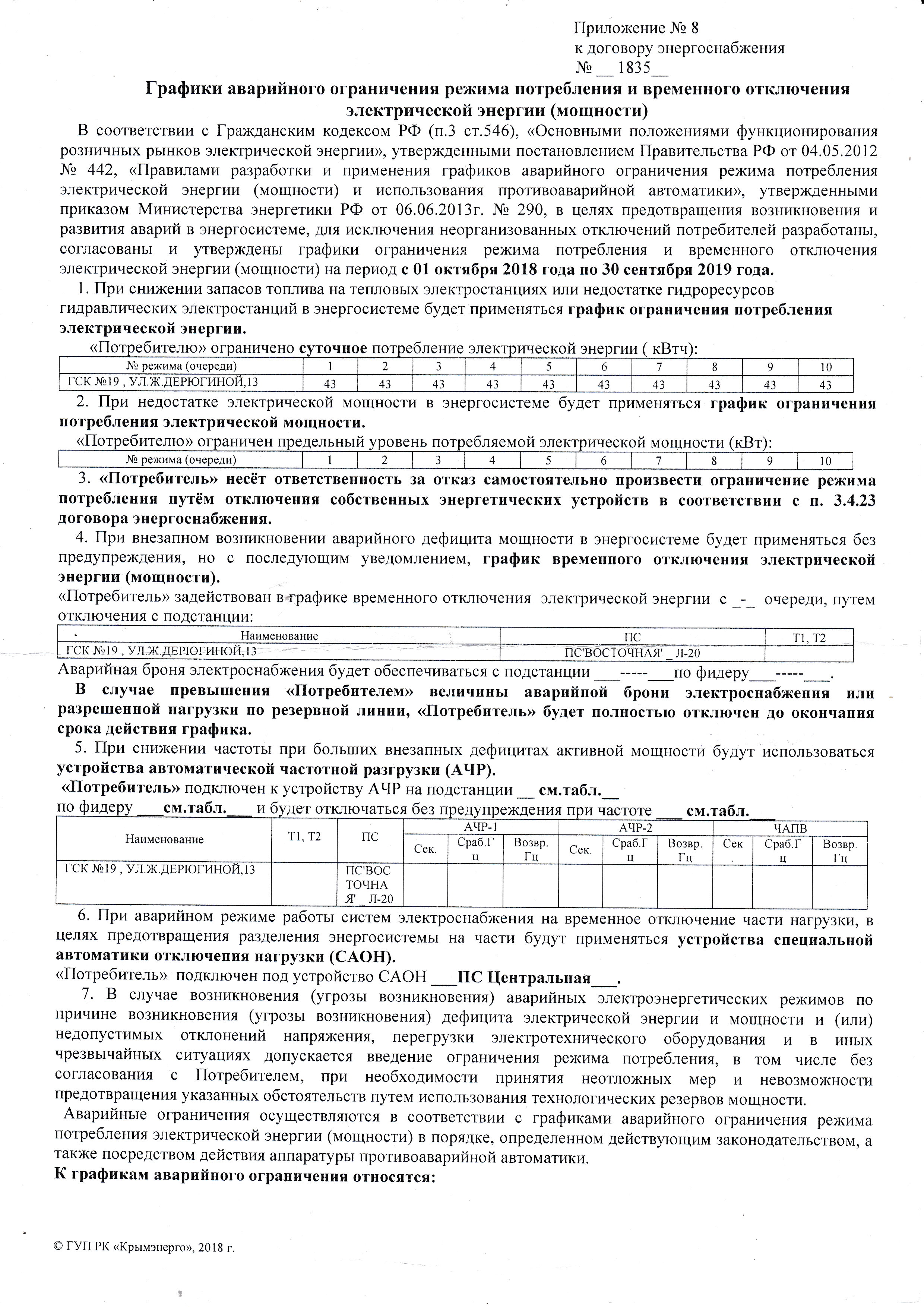 Уведомление о введении ограничения режима потребления электроэнергии образец